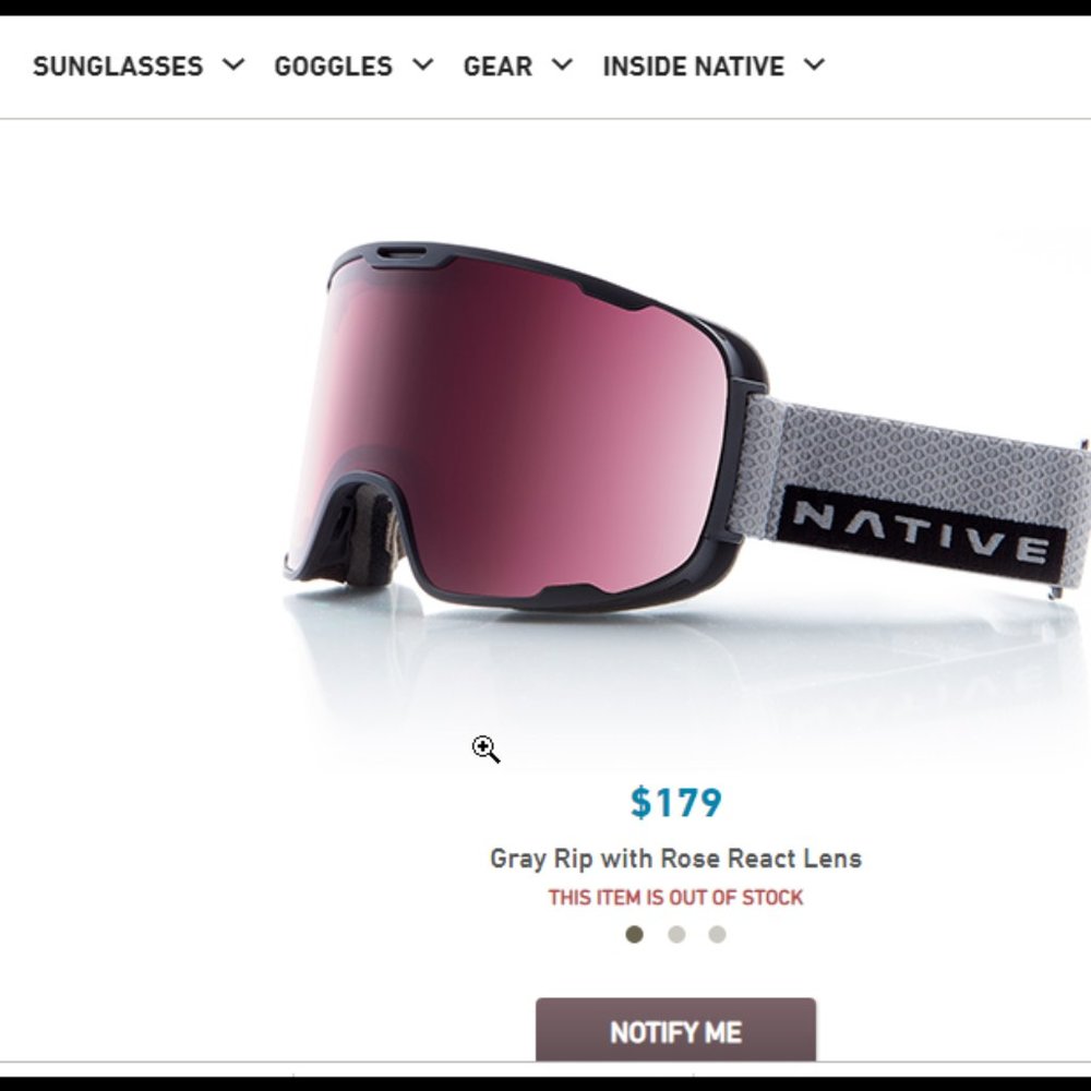 New Native Snow goggle photochromic react
